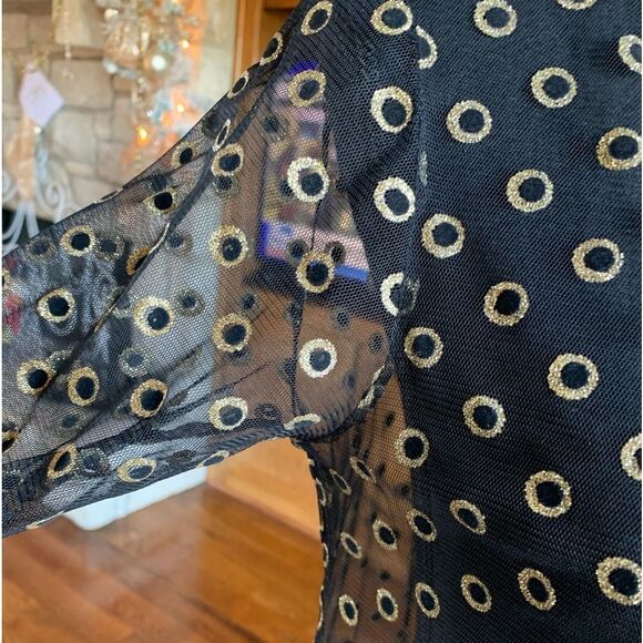 Black‎ Gold Long  Sheer Tunic Top - Picture 5 of 14